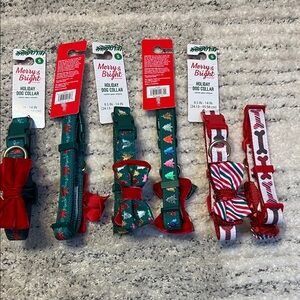Bundle of 6 Christmas holiday Dog collars Small